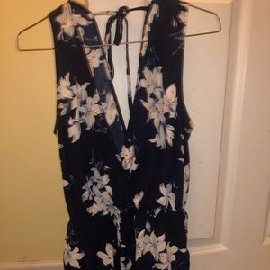 Navy/floral romper